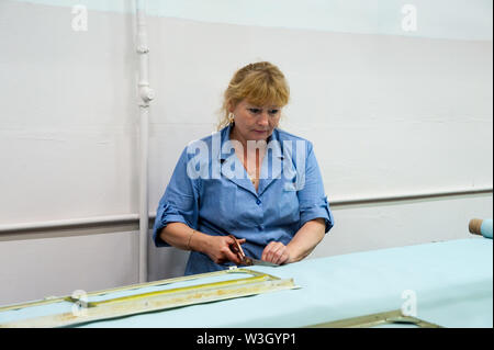 La donna è un elemento di un rivestimento interno Foto Stock