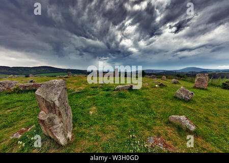 Tomnaverie cerchio di pietra, la collina di culto, Tarland, Aberdeenshire, Scozia, Gran Bretagna Foto Stock
