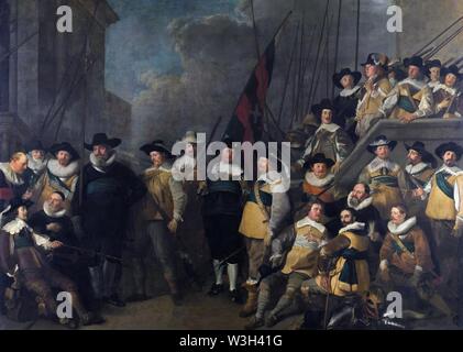 Guardia Civica azienda, guidata dal capitano Cornelis de Graeff e tenente Hendrick Lauwrensz da Jacob Adriaensz Backer. Foto Stock