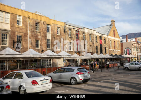 Lo storico Battery Point area di Hobart city center su un giorno inverni,Tasmania, Australia Foto Stock