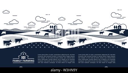 Template vettoriale, banner o il primo schermo per una landing page con posto per il testo Illustrazione Vettoriale