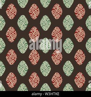 Semaless vettore geometrico pattern con il rosso e il verde rombi su sfondo scuro Illustrazione Vettoriale