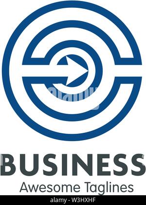 Creative Circle lettera c con logo freccia concetto vettoriale Illustrazione Vettoriale