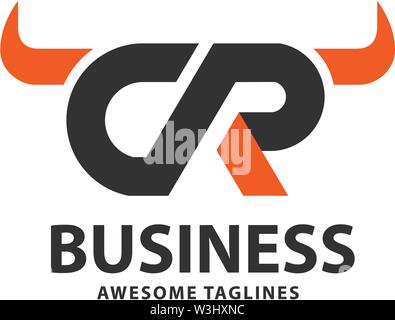 Creative lettera c r con semplici corna logo concetto vettoriale Illustrazione Vettoriale