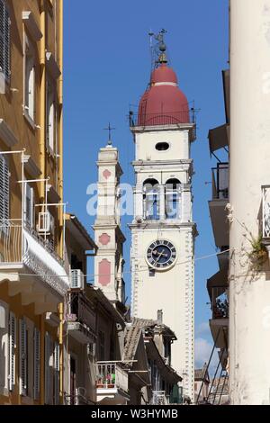 Chiesa greco-ortodossa di San Spiridione, Aghios Spiridonas, città vecchia di Corfù città, isola di Corfu, Isole Ionie, Grecia Foto Stock