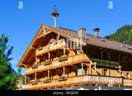 Agriturismo, Inn Alt-Ginzling, Ginzling nei pressi di Mayrhofen, Zillertal, Tirolo, Austria Foto Stock