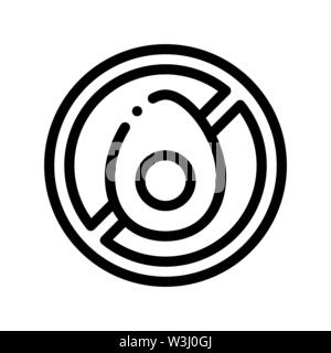 Allergene libera uovo di pollo vettore di linea sottile icona Illustrazione Vettoriale