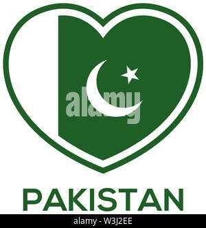 Il pakistan amore cuore forma di bandiera verde bianco illustrazione Foto Stock