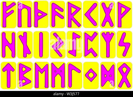 Set di norreno rune. Alfabeto runiche, Futhark. Antica occulto caratteri Viking lettere su sfondo bianco, rune font. Illustrazione vettoriale EPS, 10 Illustrazione Vettoriale