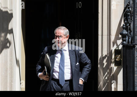 Londra, Regno Unito. 16 Luglio, 2019. Geoffrey Cox QC MP, Procuratore Generale, lascia 10 Downing Street a seguito di una riunione del gabinetto. Credito: Mark Kerrison/Alamy Live News Foto Stock
