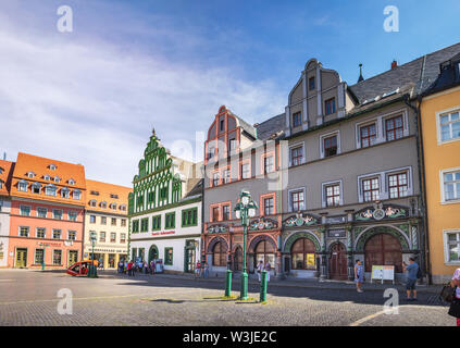 WEIMAR, Germania - circa luglio, 2019: Marktplatz di Weimar in Turingia, Germania Foto Stock