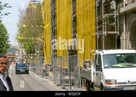 Lavori in corso a Charles de Gaulle Street, Saint-Etienne, Loire, Francia Foto Stock