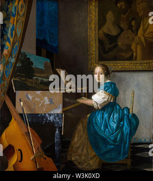 Johannes Vermeer, una giovane donna seduta a un verginale, pittura, 1670-1672 Foto Stock