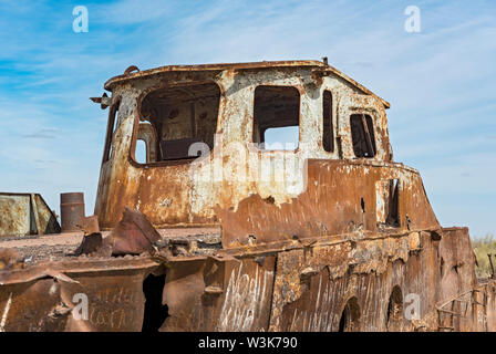 Aral nave cimitero, Moynak (Moynaq), Uzbekistan Foto Stock