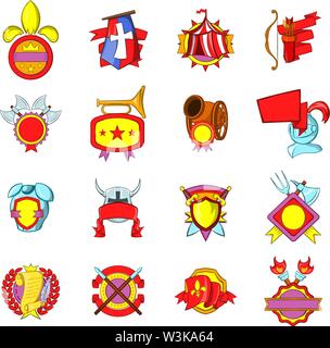 Icone medievali, stile cartoon Illustrazione Vettoriale