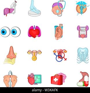 Medico di set di icone, stile cartoon Illustrazione Vettoriale