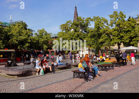 Karlstad, Svezia - 13 Luglio 2019: Vista della città di Karlstad square Foto Stock