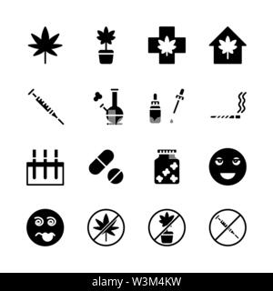 La Cannabis icon set.illustrazione vettoriale Illustrazione Vettoriale