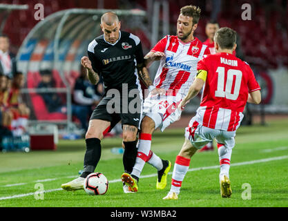 A Belgrado, in Serbia. Il 16 luglio 2019; Rajko Miti&#x107; Stadium, Belgrado, Serbia; Champions League, la Stella Rossa Belgrado versus FK Suduva; Gotal di Suduva affrontato da Milunovic della Stella Rossa Belgrado Credit: Azione Plus immagini di sport/Alamy Live News Foto Stock