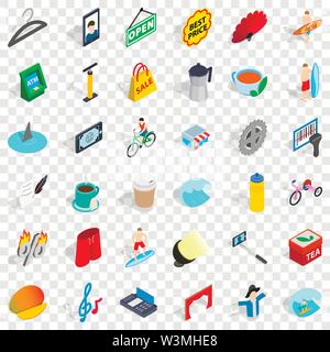 Lettore di schede di set di icone, stile isometrico Illustrazione Vettoriale