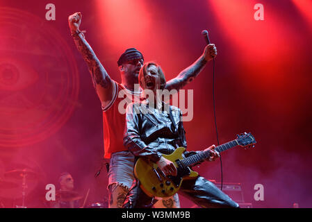 MADRID - giu 28: Turbonegro (rock band) eseguire in concerto presso il Download (musica heavy metal festival), il 28 giugno 2019 a Madrid, Spagna. Foto Stock