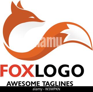 Creative Fox colorati punto logo moderno vettore elemento di concetto Illustrazione Vettoriale