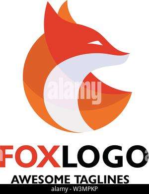 Creative Fox colorati punto logo moderno vettore elemento di concetto Illustrazione Vettoriale