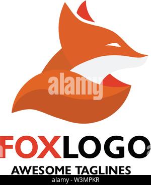 Creative Fox colorati punto logo moderno vettore elemento di concetto Illustrazione Vettoriale