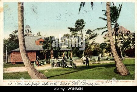 Club House e n. 1 tee Golf Links, Palm Beach Fla Foto Stock
