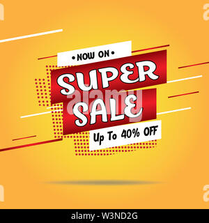 Vendita modello banner design, Super vendita, illustrazione vettoriale. Foto Stock