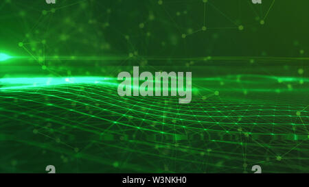 Sfondo digitale astratto spazio poligonale con uno sfondo con linee di collegamento struttura di connessione.HUD sullo sfondo della scienza. Futuristico augum poligonale Foto Stock