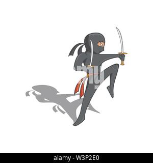 Funny ninja cartoon illustrazioni. Sharp, veloce e mortale ma divertente e a basso profilo Illustrazione Vettoriale