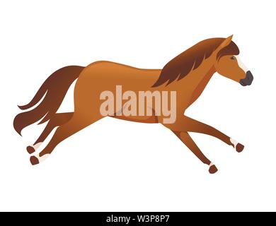 Brown cavallo selvatico, o animale domestico acceso cartoon piatto design illustrazione vettoriale isolati su sfondo bianco. Illustrazione Vettoriale
