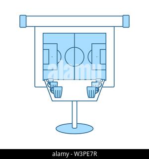 Lo Sport Bar Tavola con boccali di birra. Linea sottile con riempimento blu Design. Illustrazione Vettoriale. Illustrazione Vettoriale