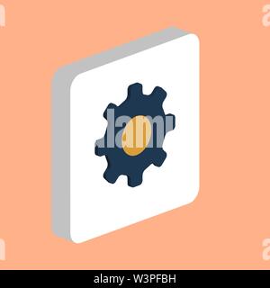 Ruota dentata, impostazioni vettore semplice icona. Immagine che mostra il simbolo del modello di progettazione per il web mobile elemento di interfaccia utente. Colori perfetti pittogramma isometrica su 3d s bianco Illustrazione Vettoriale