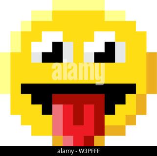 Emoticon faccia arte pixel a 8 bit Video Game Icona Illustrazione Vettoriale