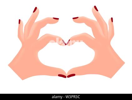 Dita piegate a forma di cuore. Vettore isolato Illustrazione Vettoriale
