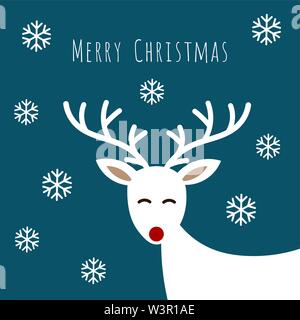 Carino bianco natale renne bigliettino. Inverno illustrazione vettoriale. Illustrazione Vettoriale