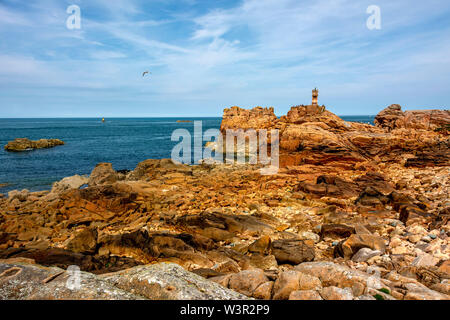 Paon faro sull'Ile de Brehat, Cotes- d'Armor dipartimento, Bretagne, Francia Foto Stock