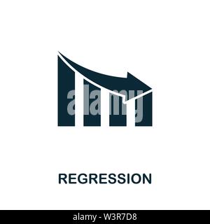 Simbolo dell'icona del vettore di regressione. Segno creativo dalla collezione di icone di investimento. Icona di regressione piatta riempita per computer e dispositivi mobili Illustrazione Vettoriale