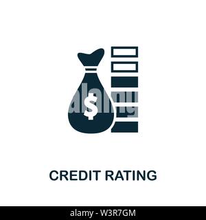 Simbolo dell'icona vettore di rating del credito. Segno creativo dalla collezione di icone di investimento. Icona di valutazione del credito flat per computer e dispositivi mobili Illustrazione Vettoriale