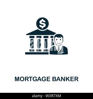 Simbolo dell'icona del vettore di mutui. Segno creativo dalla collezione di icone di investimento. Icona di Banker di ipoteca per computer e dispositivi mobili Illustrazione Vettoriale