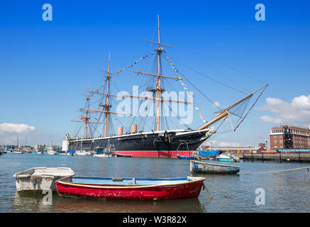 HMS Warrior a Portsmouth Historic Dockyard, Portsmouth, Hampshire, Regno Unito Foto Stock