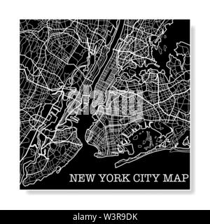 In bianco e nero di New York City lo sfondo della mappa Illustrazione Vettoriale