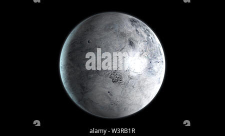 Eris Dwarf Planet in spazio esterno. Il rendering 3D. Foto Stock