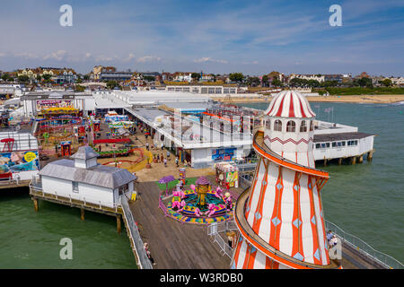 Clacton Pier Vista Aerea, Clacton-on-Sea, Essex REGNO UNITO Foto Stock