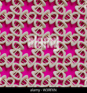 Abstract seamless ripetere patern in plastica bianca pietra o moduli su sfondo rosa. Foto Stock