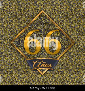 Lo spagnolo numero aureo sessantasei anni (66 anni) la celebrazione del design. Anniversario numero aureo con lusso sfondi per la tua festa di compleanno Illustrazione Vettoriale