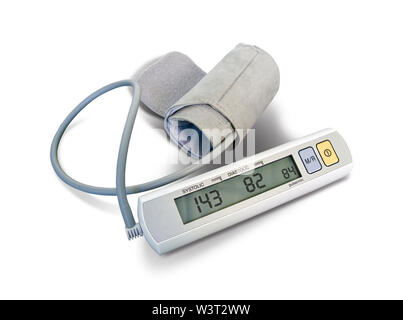 Sfigmomanometro digitale isolato su bianco Foto Stock