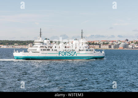 Elettrico guidato traghetto tra la Danimarca e la Svezia a Helsingborg, Svezia, 16 giugno 2019 Foto Stock